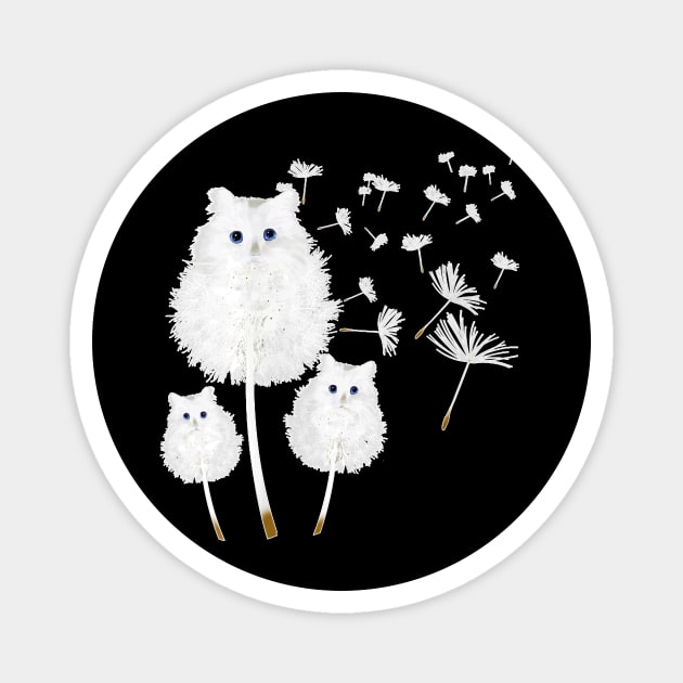 Cat Dandelion Flower Cat Lover Gift Magnet by family love forever